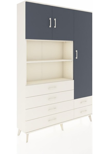 Arges Dolap 9 Raflı 6 Çekmeceli 3 Kapaklı 132X30X195 Aytaşı-Antrasit/aytaşı fiyatları