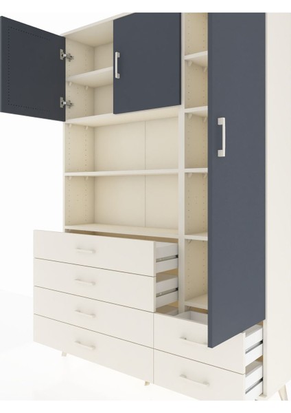 Arges Dolap 9 Raflı 6 Çekmeceli 3 Kapaklı 132X30X195 Aytaşı-Antrasit/aytaşı fırsatları