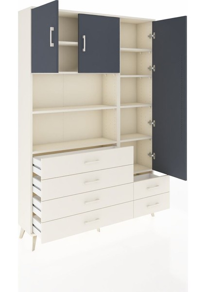 Arges Dolap 9 Raflı 6 Çekmeceli 3 Kapaklı 132X30X195 Aytaşı-Antrasit/aytaşı indirimleri