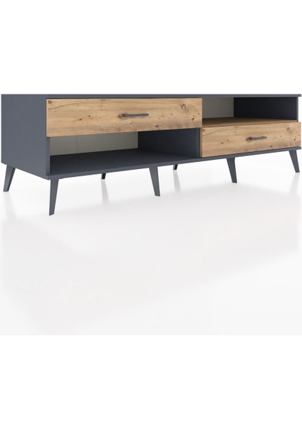 Kronos Tv Ünitesi Tek Raflı 2 Çekmeceli 176X59X51 Antrasit-Çam/çam fiyatları