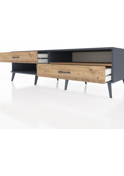 Kronos Tv Ünitesi Tek Raflı 2 Çekmeceli 176X59X51 Antrasit-Çam/çam fırsatları