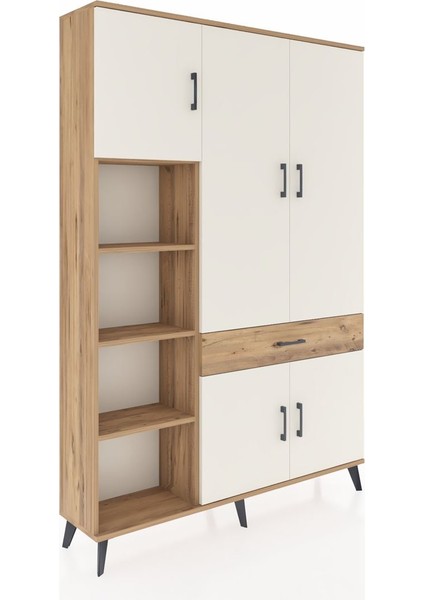 Arges Dolap 8 Raflı Tek Çekmeceli 5 Kapaklı 132X30X195 Çam-Aytaşı/çam fiyatları