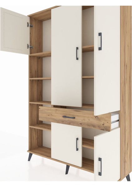 Arges Dolap 8 Raflı Tek Çekmeceli 5 Kapaklı 132X30X195 Çam-Aytaşı/çam fırsatları