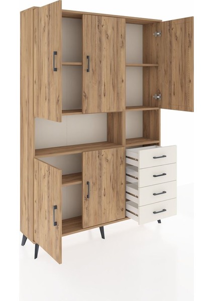 Arges Dolap 7 Raflı 4 Çekmeceli 5 Kapaklı 132X30X195 Çam-Çam/aytaşı indirimleri