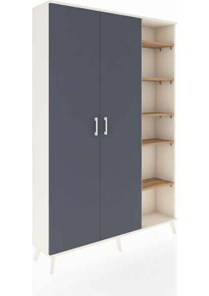 Arges Dolap 7 Raflı 2 Kapaklı Tek Askılı 132X30X195 Aytaşı-Antrasit/çam fiyatları