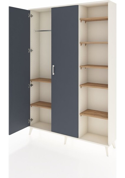 Arges Dolap 7 Raflı 2 Kapaklı Tek Askılı 132X30X195 Aytaşı-Antrasit/çam modelleri