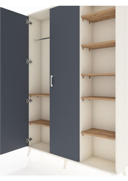 Arges Dolap 7 Raflı 2 Kapaklı Tek Askılı 132X30X195 Aytaşı-Antrasit/çam fırsatları