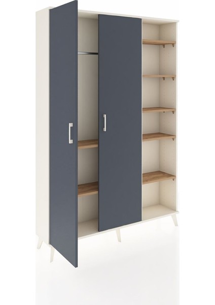 Arges Dolap 7 Raflı 2 Kapaklı Tek Askılı 132X30X195 Aytaşı-Antrasit/çam indirimleri