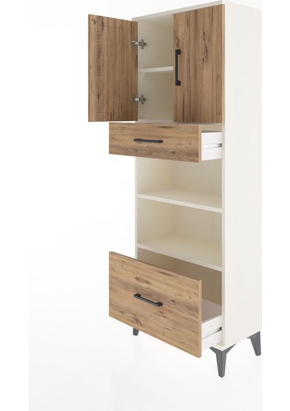 Arges Dolap 4 Raflı 2 Çekmeceli 2 Kapaklı 60X30X163 Aytaşı-Çam fırsatları