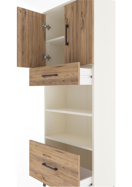 Arges Dolap 4 Raflı 2 Çekmeceli 2 Kapaklı 60X30X163 Aytaşı-Çam indirimleri