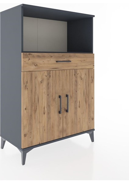 Hyperion Dolap 2 Raflı Tek Çekmeceli 2 Kapaklı 88X44X134 Antrasit-Çam fiyatları