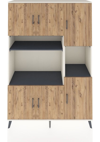 Hyperion Dolap 9 Raflı 6 Kapaklı 132X44X195 Aytaşı-Çam/antrasit