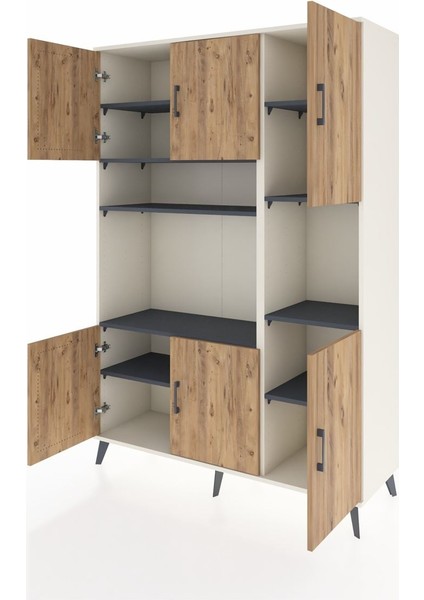 Hyperion Dolap 9 Raflı 6 Kapaklı 132X44X195 Aytaşı-Çam/antrasit modelleri