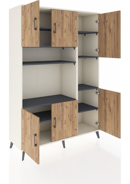 Hyperion Dolap 9 Raflı 6 Kapaklı 132X44X195 Aytaşı-Çam/antrasit indirimleri