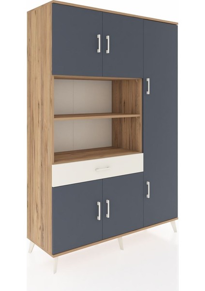 Hyperion Dolap 10 Raflı Tek Çekmeceli 6 Kapaklı 132X44X195 Çam-Antrasit/aytaşı fiyatları