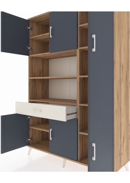 Hyperion Dolap 10 Raflı Tek Çekmeceli 6 Kapaklı 132X44X195 Çam-Antrasit/aytaşı fırsatları