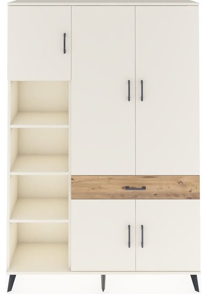 Arges Dolap 8 Raflı Tek Çekmeceli 5 Kapaklı 132X30X195 Aytaşı-Aytaşı/çam