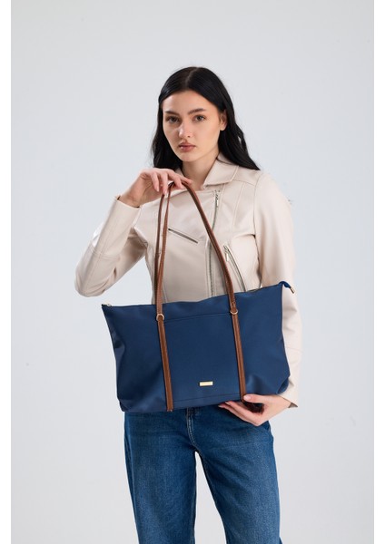 Isola Lacivert Büyük Boy Şeritli Kadın Omuz, Kol ve El Çantası fiyatları