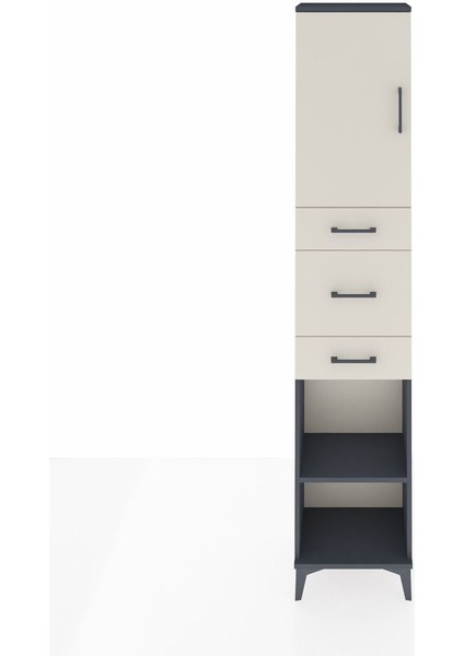 Arges Dolap 3 Raflı 3 Çekmeceli Tek Kapaklı 44X30X221 Antrasit-Aytaşı