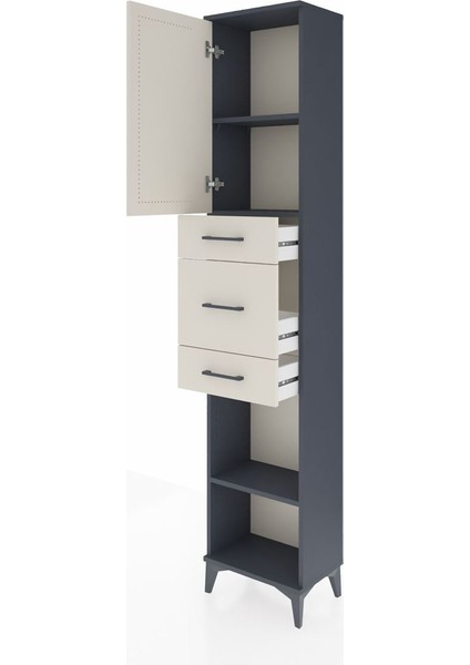 Arges Dolap 3 Raflı 3 Çekmeceli Tek Kapaklı 44X30X221 Antrasit-Aytaşı fırsatları