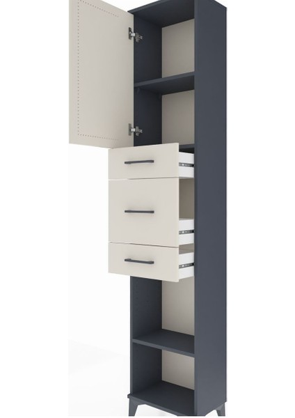 Arges Dolap 3 Raflı 3 Çekmeceli Tek Kapaklı 44X30X221 Antrasit-Aytaşı indirimleri