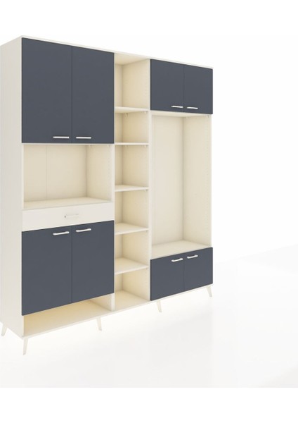 Hyperion Dolap 12 Raflı Tek Çekmeceli 8 Kapaklı 220X44X243 Aytaşı-Antrasit/aytaşı fiyatları