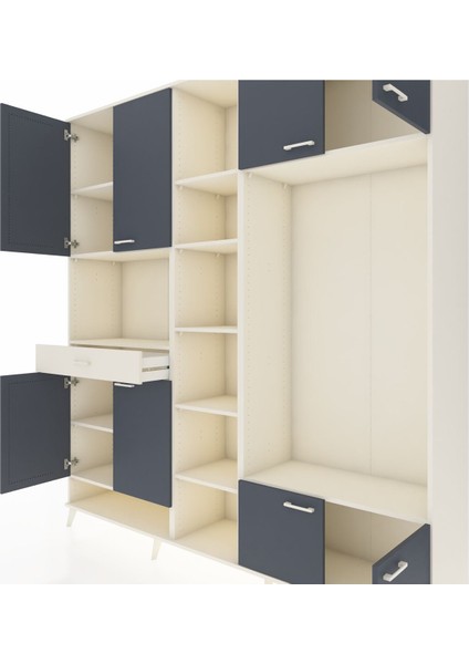 Hyperion Dolap 12 Raflı Tek Çekmeceli 8 Kapaklı 220X44X243 Aytaşı-Antrasit/aytaşı fırsatları