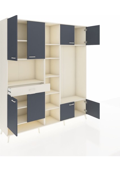 Hyperion Dolap 12 Raflı Tek Çekmeceli 8 Kapaklı 220X44X243 Aytaşı-Antrasit/aytaşı indirimleri