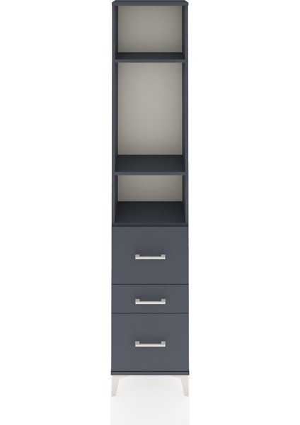 Arges Dolap 3 Raflı 3 Çekmeceli 44X30X221 Antrasit-Antrasit