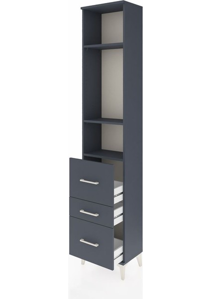 Arges Dolap 3 Raflı 3 Çekmeceli 44X30X221 Antrasit-Antrasit fırsatları
