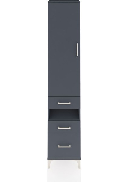 Arges Dolap 4 Raflı 3 Çekmeceli Tek Kapaklı 44X30X221 Antrasit-Antrasit