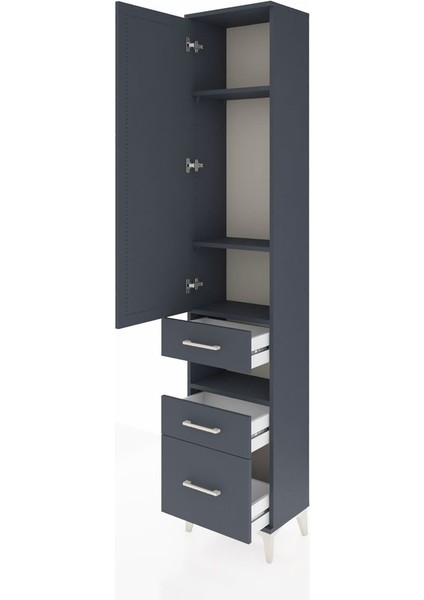 Arges Dolap 4 Raflı 3 Çekmeceli Tek Kapaklı 44X30X221 Antrasit-Antrasit fırsatları