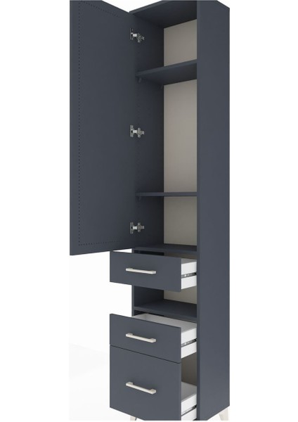 Arges Dolap 4 Raflı 3 Çekmeceli Tek Kapaklı 44X30X221 Antrasit-Antrasit indirimleri
