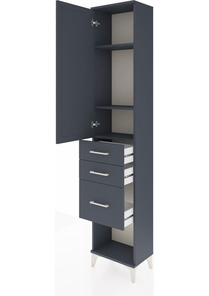 Arges Dolap 3 Raflı 3 Çekmeceli Tek Kapaklı 44X30X221 Antrasit-Antrasit fırsatları