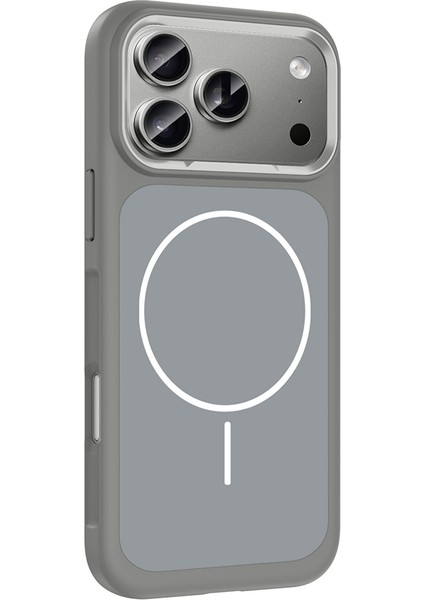 iPhone 17 Pro Max Kılıf M-Safe Şarj Özellikli Metal Kamera Çerçeveli Noir Sanremo Silikon Kapak - gr