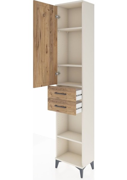 Arges Dolap 4 Raflı 2 Çekmeceli Tek Kapaklı 44X30X221 Aytaşı-Çam fırsatları