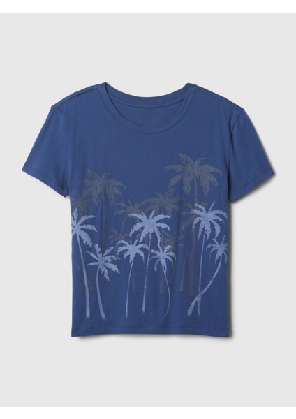 Kız Çocuk Koyu Mavi Grafikli T-Shirt fırsatları