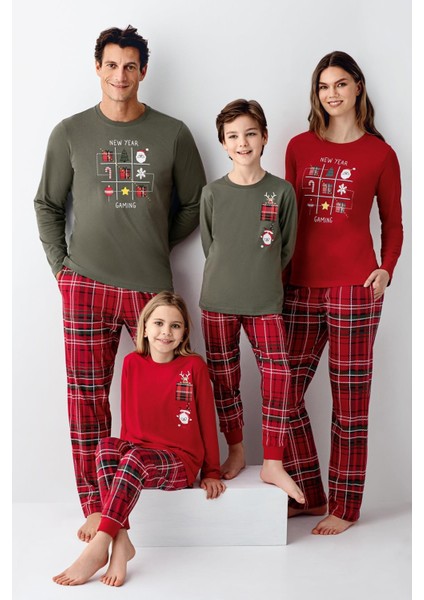 Garson Erkek Çocuk Aile %100 Pamuk 4 Mevsim New Year Uzun Kollu Pijama Takım fiyatları