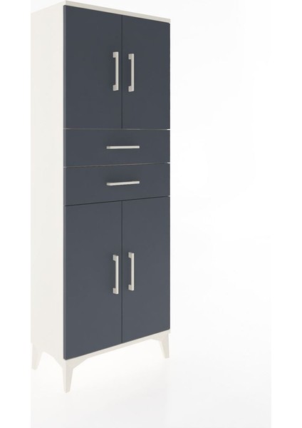 Arges Dolap 3 Raflı 2 Çekmeceli 4 Kapaklı 60X30X163 Aytaşı-Antrasit fiyatları