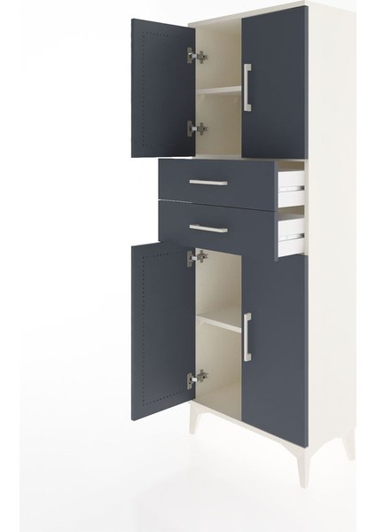 Arges Dolap 3 Raflı 2 Çekmeceli 4 Kapaklı 60X30X163 Aytaşı-Antrasit fırsatları