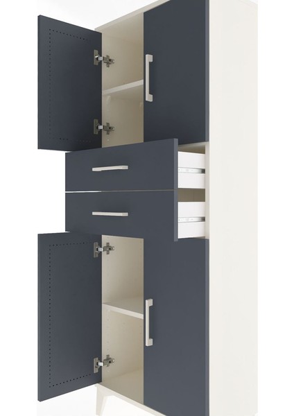 Arges Dolap 3 Raflı 2 Çekmeceli 4 Kapaklı 60X30X163 Aytaşı-Antrasit indirimleri