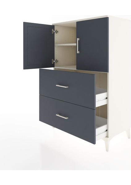 Hyperion Dolap 2 Raflı 2 Çekmeceli 2 Kapaklı 88X44X134 Aytaşı-Antrasit fırsatları