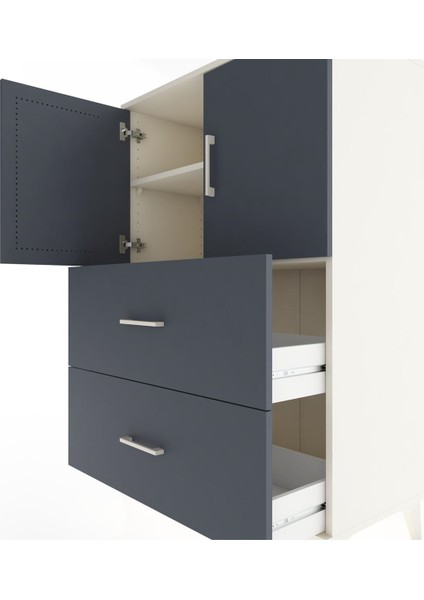 Hyperion Dolap 2 Raflı 2 Çekmeceli 2 Kapaklı 88X44X134 Aytaşı-Antrasit indirimleri