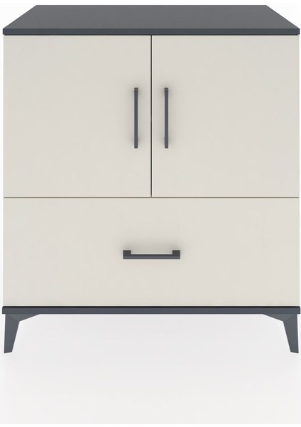 Hyperion Şifonyer 2 Raflı Tek Çekmeceli 2 Kapaklı 88X44X96 Antrasit-Aytaşı