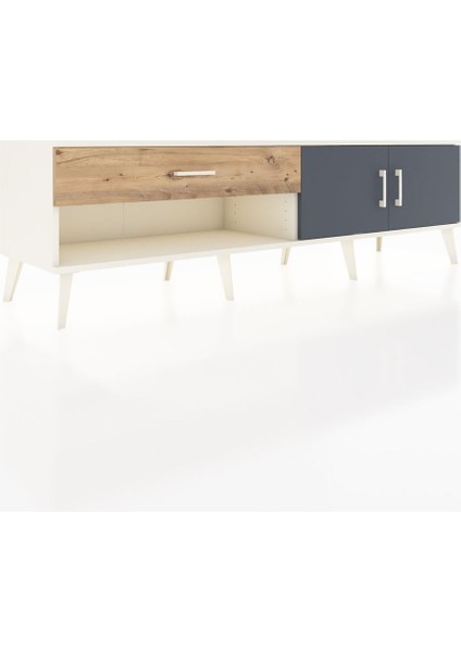 Hyperion Tv Ünitesi Tek Raflı Tek Çekmeceli 2 Kapaklı 176X44X51 Aytaşı-Antrasit/çam fiyatları