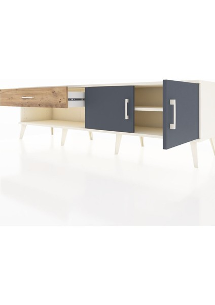 Hyperion Tv Ünitesi Tek Raflı Tek Çekmeceli 2 Kapaklı 176X44X51 Aytaşı-Antrasit/çam fırsatları