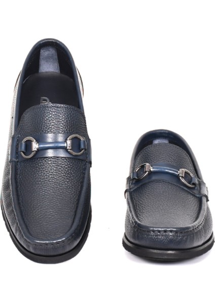 Hakiki Deri Lacivert Loafer Erkek Ayakkabı Eva Taban Toka Detaylı - 1019 modelleri