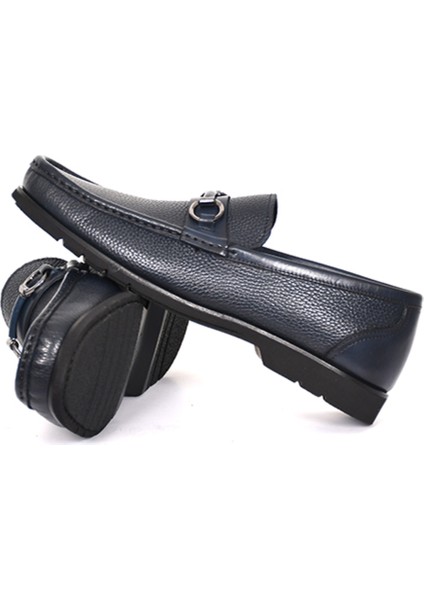 Hakiki Deri Lacivert Loafer Erkek Ayakkabı Eva Taban Toka Detaylı - 1019 fırsatları