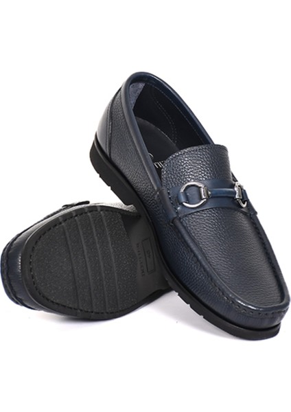 Hakiki Deri Lacivert Loafer Erkek Ayakkabı Eva Taban Toka Detaylı - 1019 indirimleri