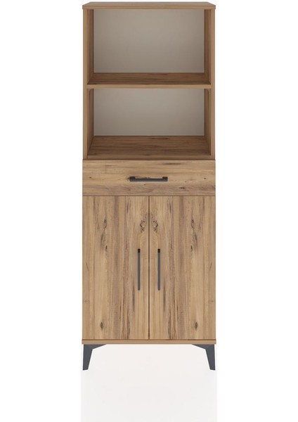 Arges Dolap 3 Raflı Tek Çekmeceli 2 Kapaklı 60X30X163 Çam-Çam